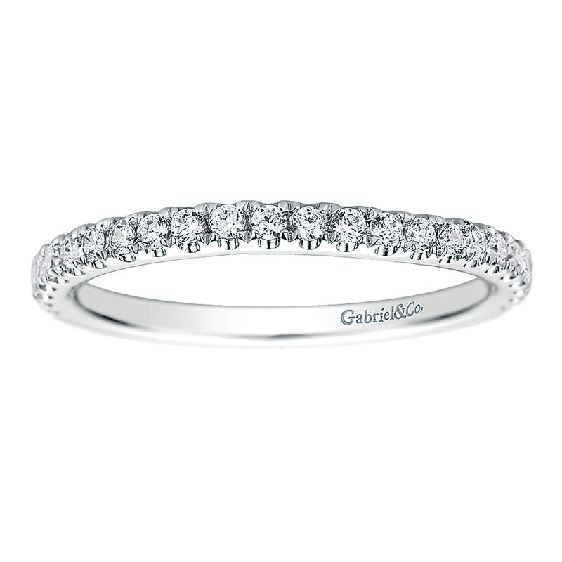 Wedding Band 14k White Gold Diamond Straight