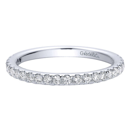 Wedding Band 14k White Gold Diamond Straight
