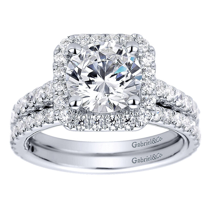 Wedding Band 14k White Gold Diamond Straight