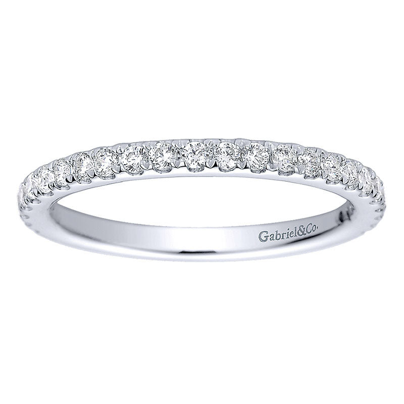 Wedding Band 14k White Gold Diamond Straight