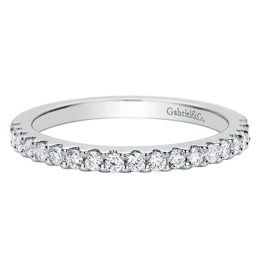 Wedding Band 14k White Gold Diamond Straight