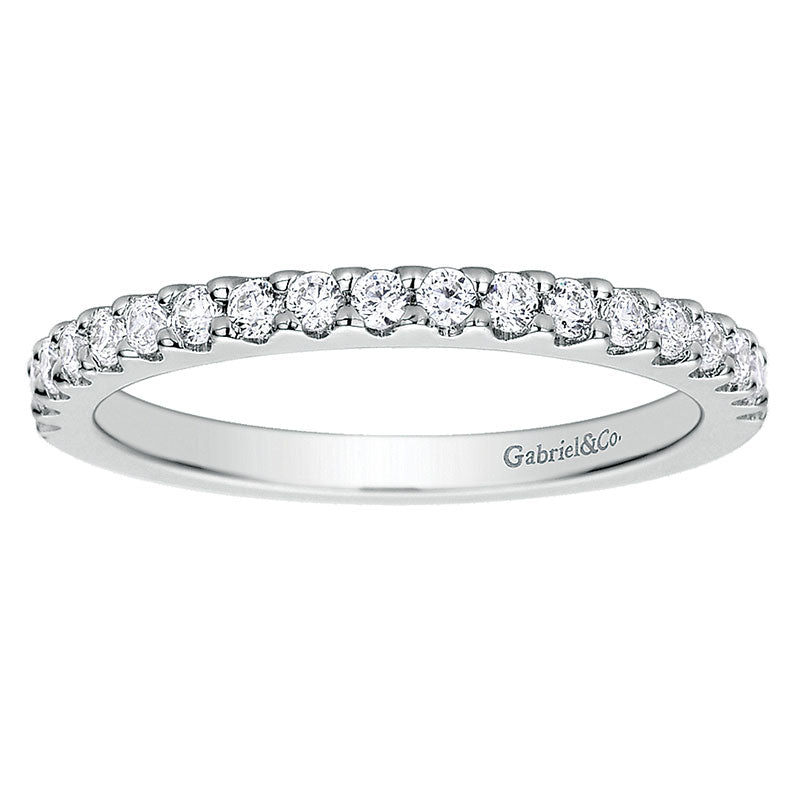 Wedding Band 14k White Gold Diamond Straight