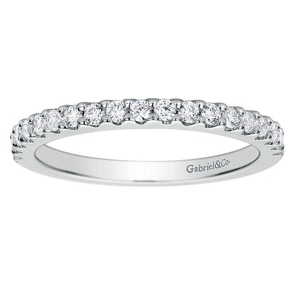 Wedding Band 14k White Gold Diamond Straight