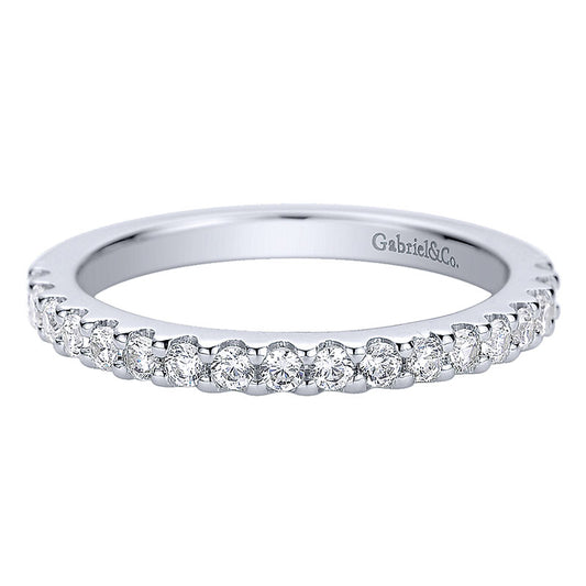 Wedding Band 14k White Gold Diamond Straight