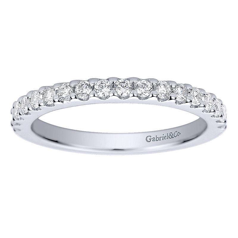 Wedding Band 14k White Gold Diamond Straight