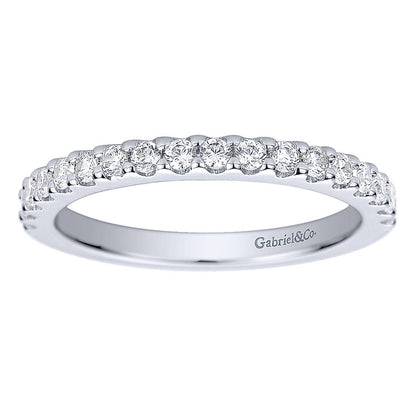 Wedding Band 14k White Gold Diamond Straight