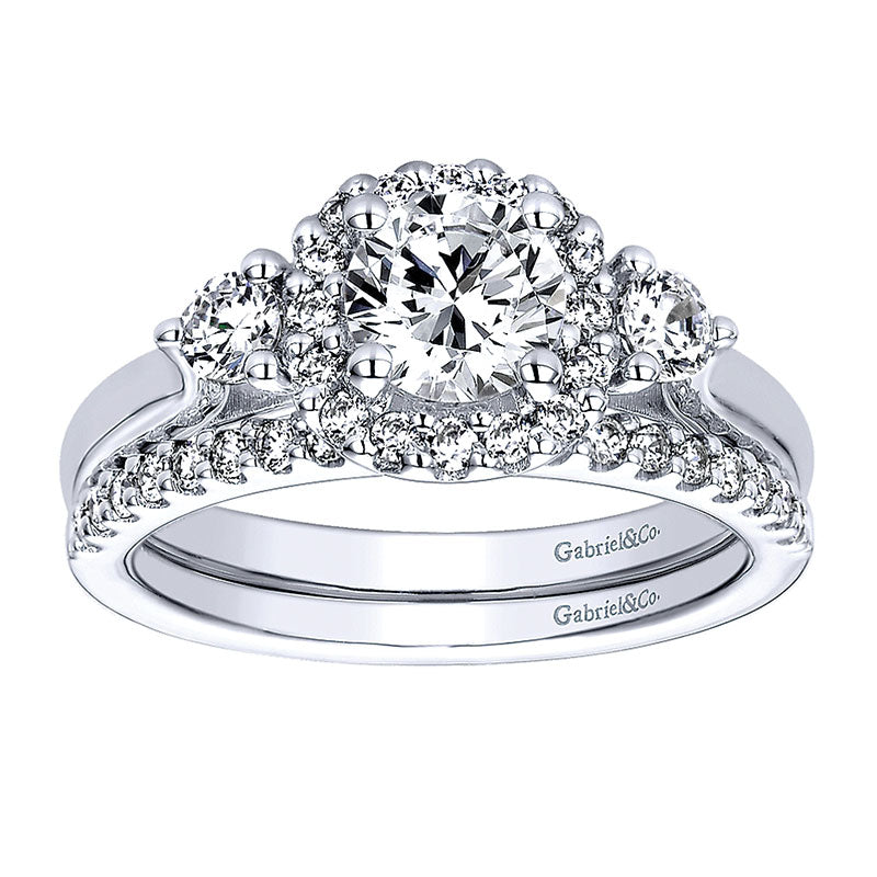 Wedding Band 14k White Gold Diamond Straight