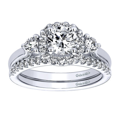 Wedding Band 14k White Gold Diamond Straight