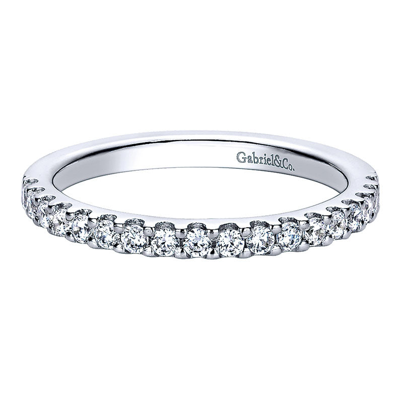 Wedding Band 14k White Gold Diamond Straight