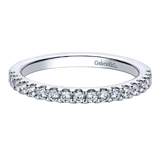 Wedding Band 14k White Gold Diamond Straight