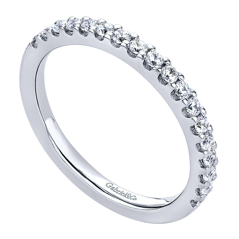 Wedding Band 14k White Gold Diamond Straight