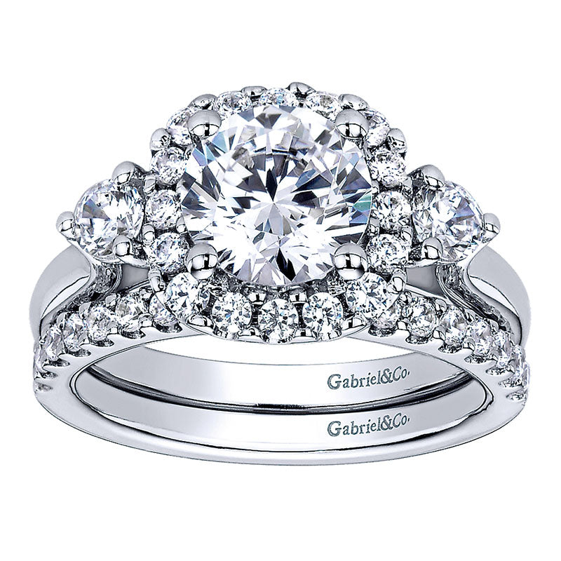 Wedding Band 14k White Gold Diamond Straight