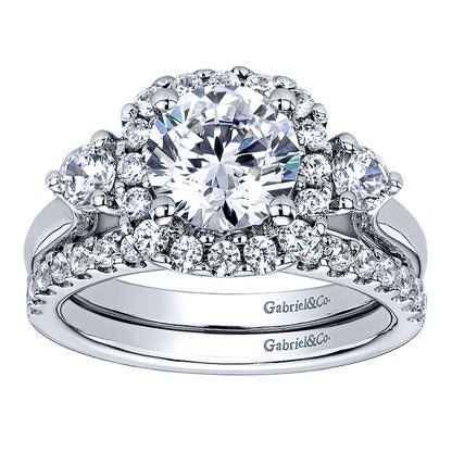 Wedding Band 14k White Gold Diamond Straight