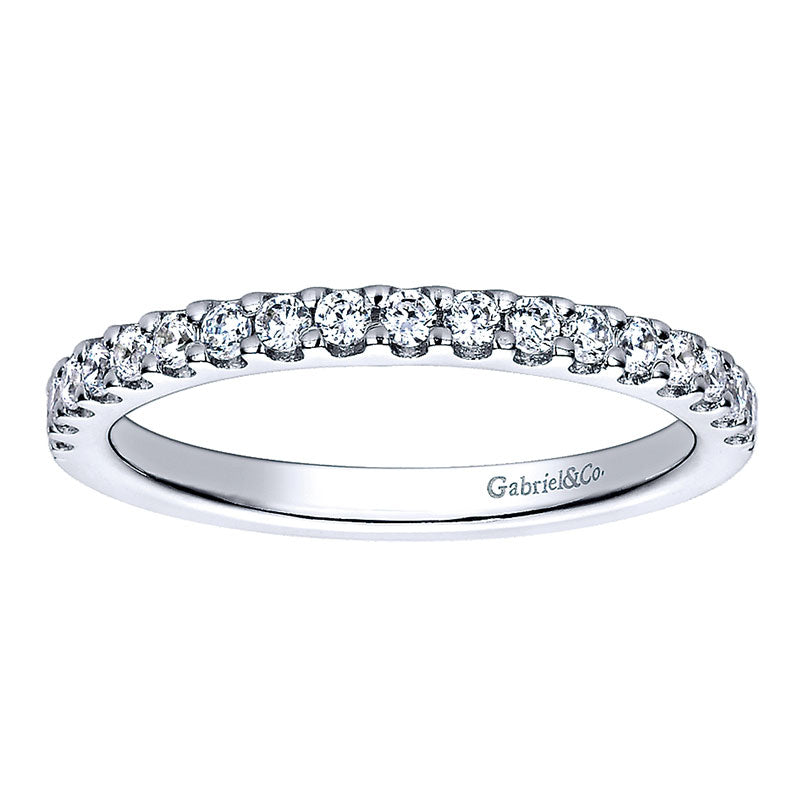 Wedding Band 14k White Gold Diamond Straight