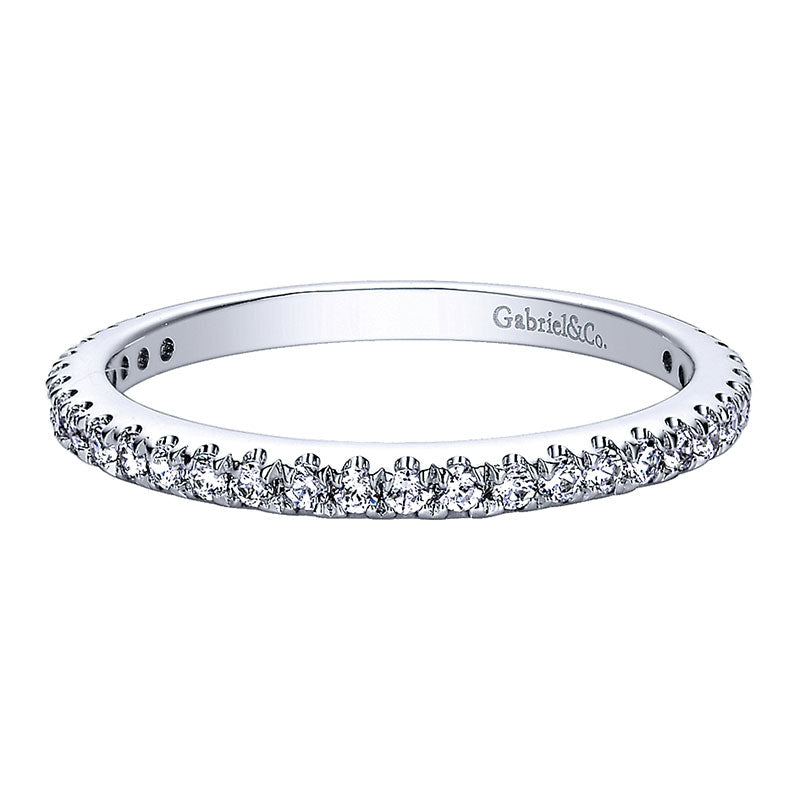 Wedding Band 14k White Gold Diamond Straight