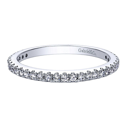 Wedding Band 14k White Gold Diamond Straight