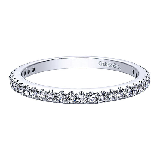 Wedding Band 14k White Gold Diamond Straight