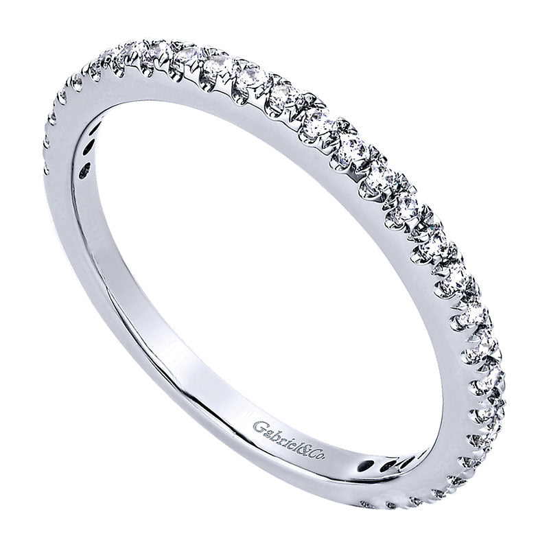 Wedding Band 14k White Gold Diamond Straight