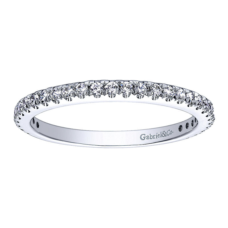 Wedding Band 14k White Gold Diamond Straight