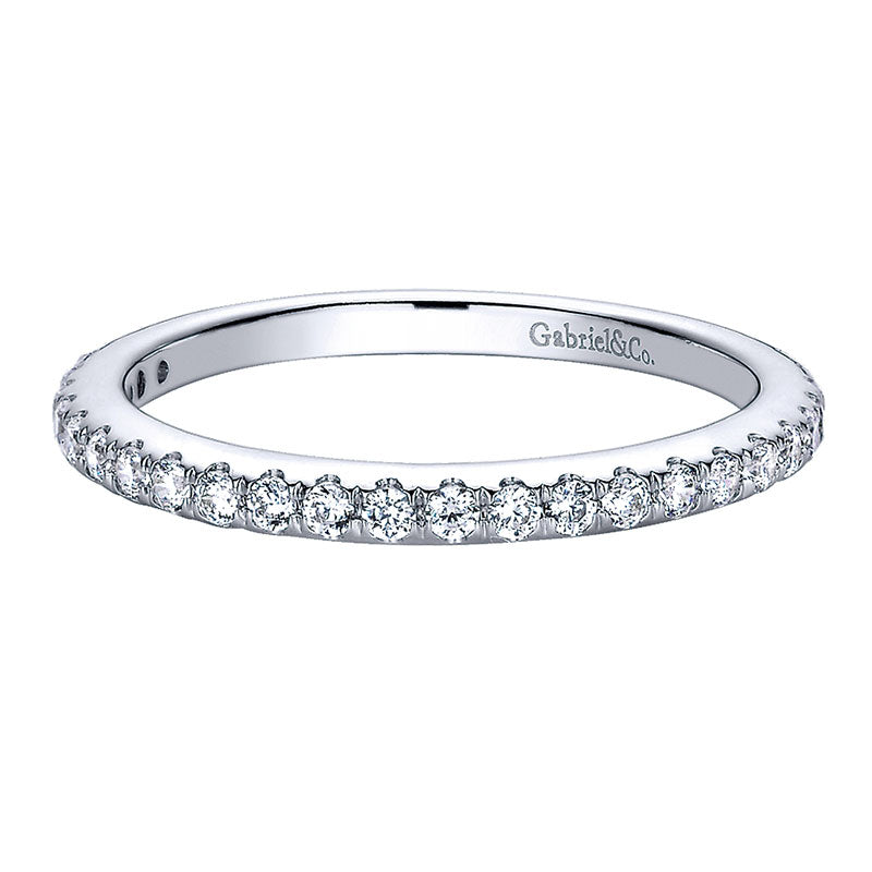 Wedding Band 14k White Gold Diamond Straight