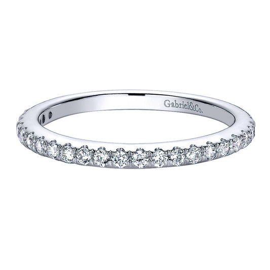 Wedding Band 14k White Gold Diamond Straight