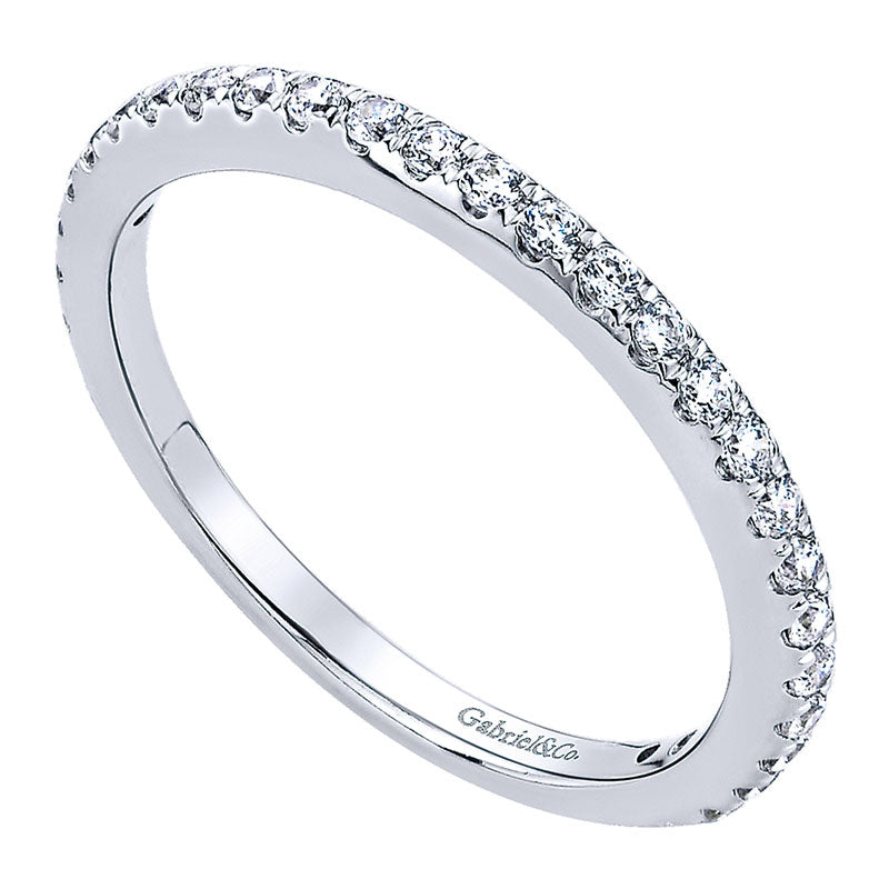 Wedding Band 14k White Gold Diamond Straight