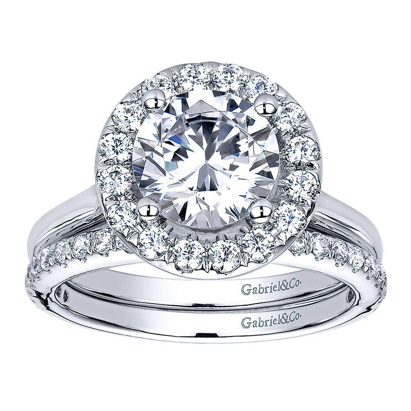 Wedding Band 14k White Gold Diamond Straight