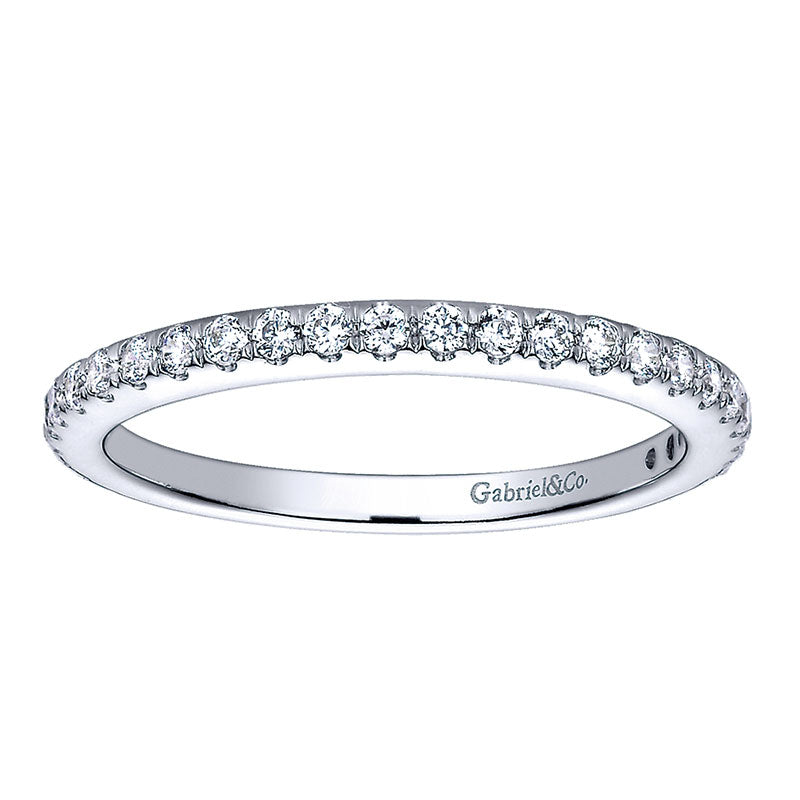 Wedding Band 14k White Gold Diamond Straight