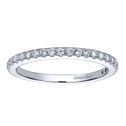 Wedding Band 14k White Gold Diamond Straight