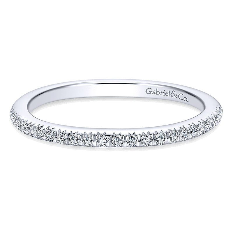 Wedding Band 14k White Gold Diamond Straight