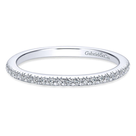 Wedding Band 14k White Gold Diamond Straight