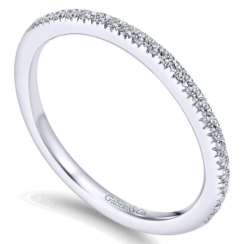 Wedding Band 14k White Gold Diamond Straight