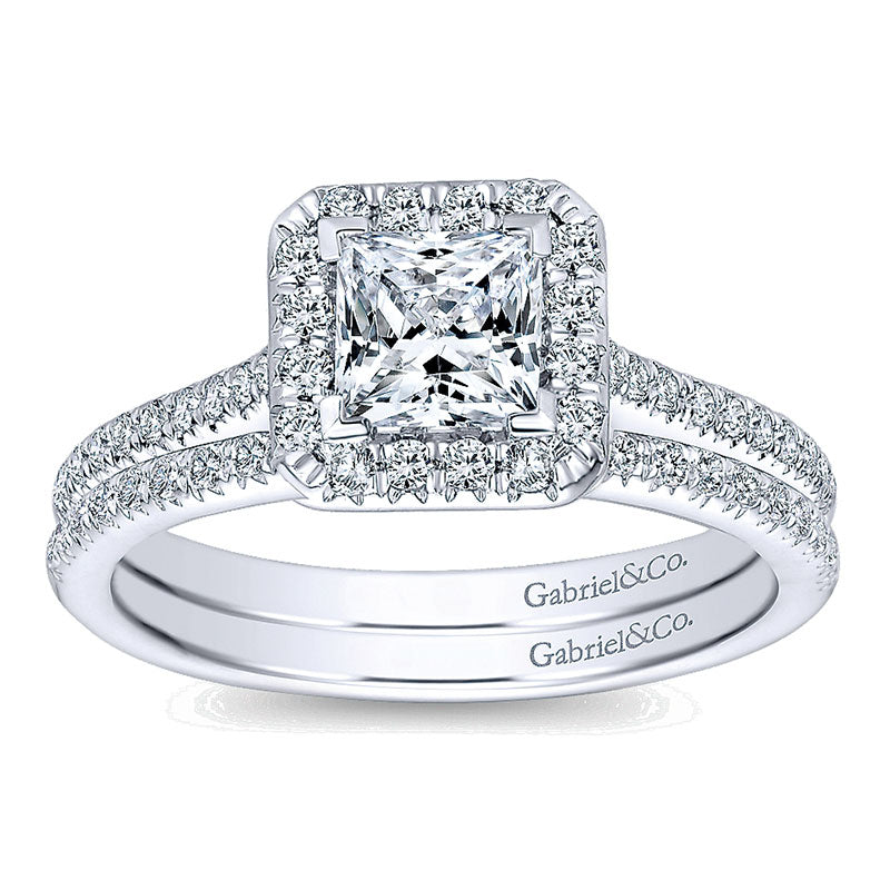 Wedding Band 14k White Gold Diamond Straight