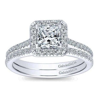 Wedding Band 14k White Gold Diamond Straight