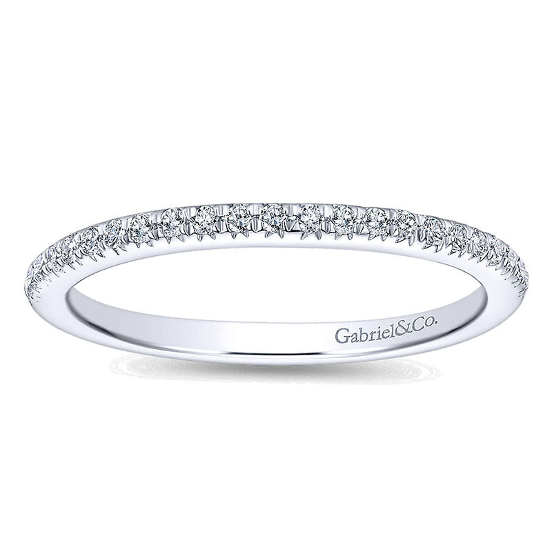 Wedding Band 14k White Gold Diamond Straight