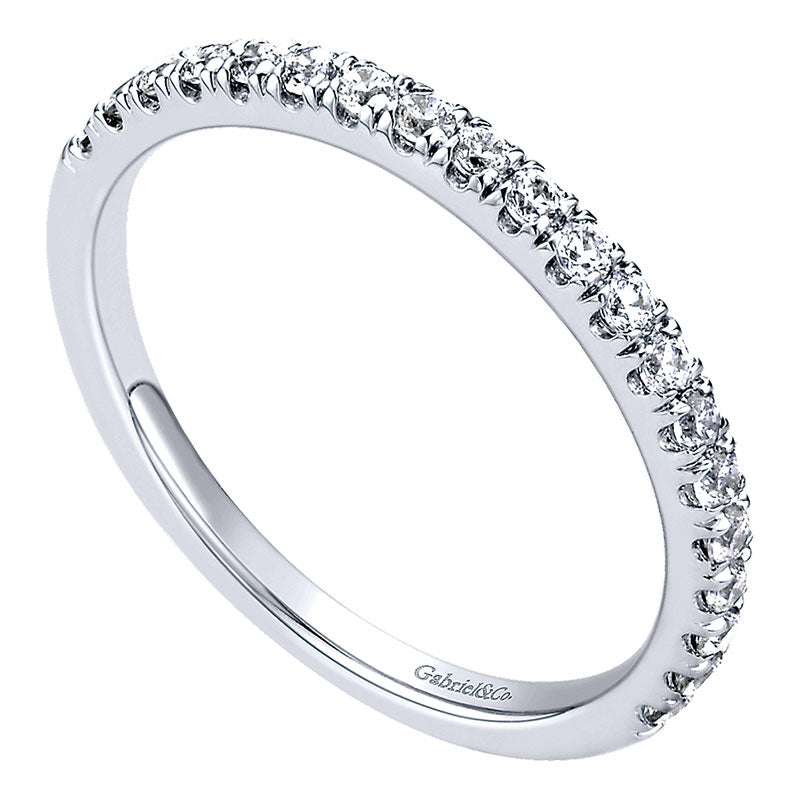 Wedding Band 14k White Gold Diamond Straight