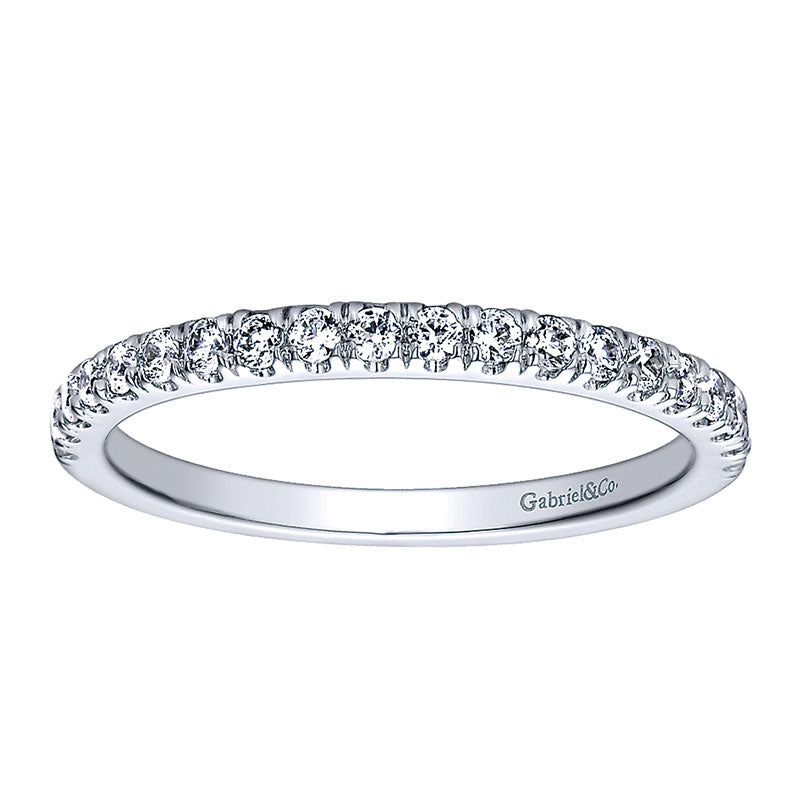 Wedding Band 14k White Gold Diamond Straight