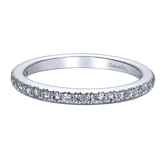 Wedding Band 14k White Gold Diamond Straight