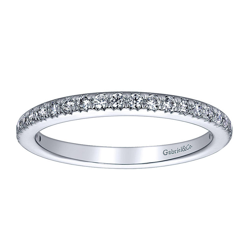 Wedding Band 14k White Gold Diamond Straight