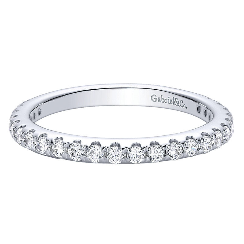 Wedding Band 14k White Gold Diamond Straight