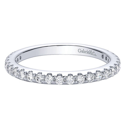 Wedding Band 14k White Gold Diamond Straight