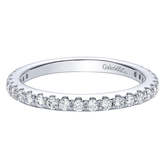 Wedding Band 14k White Gold Diamond Straight