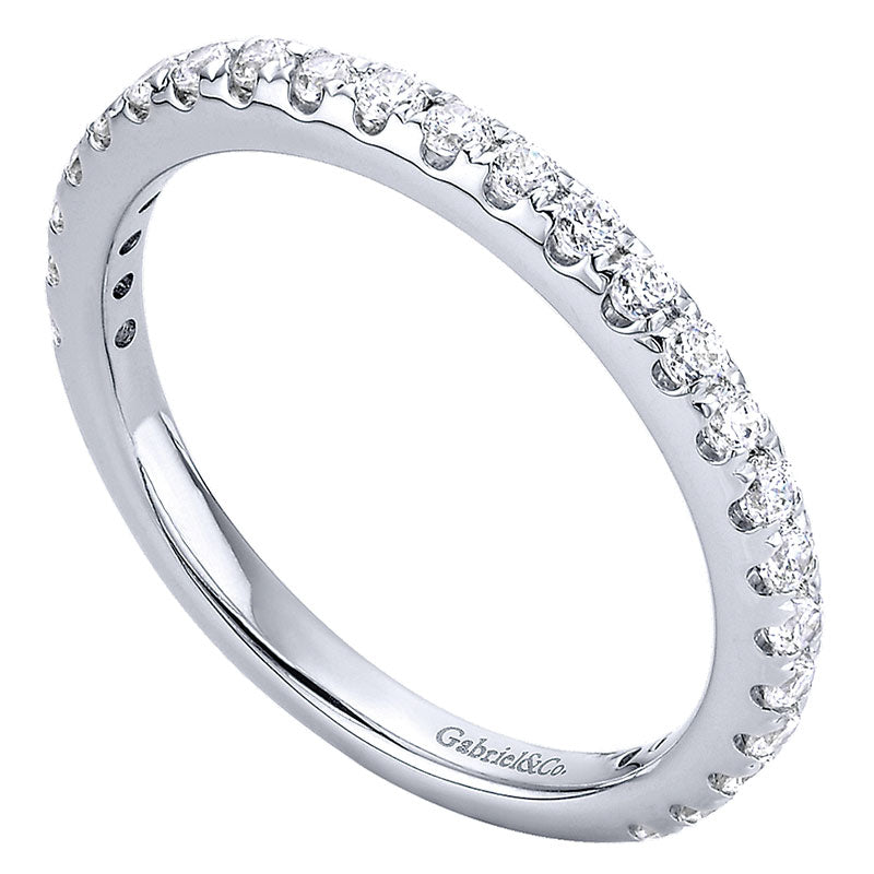 Wedding Band 14k White Gold Diamond Straight