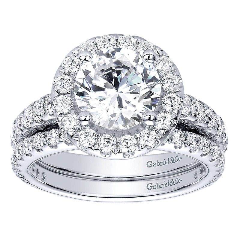 Wedding Band 14k White Gold Diamond Straight