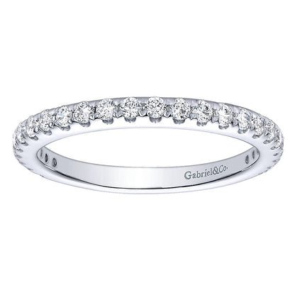 Wedding Band 14k White Gold Diamond Straight
