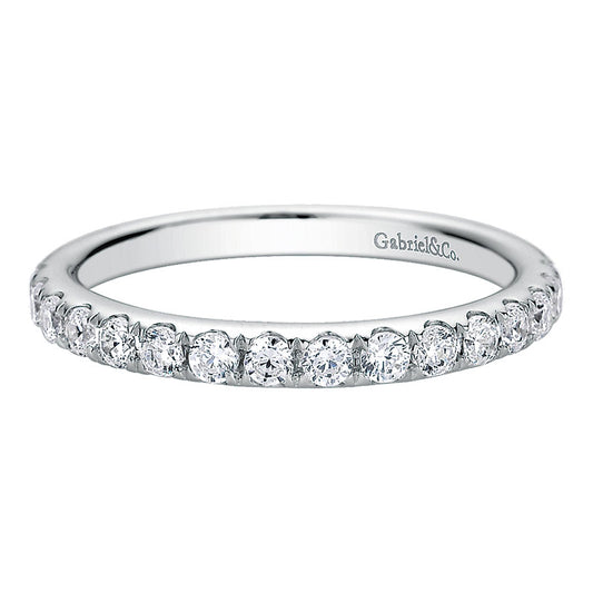 Wedding Band 14k White Gold Diamond Straight