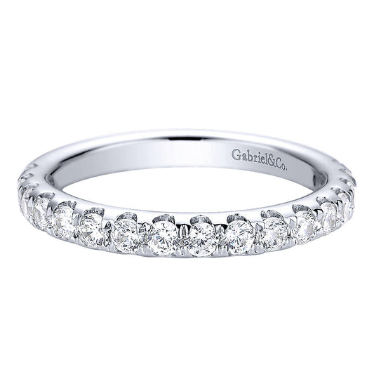 Wedding Band 14k White Gold Diamond Straight