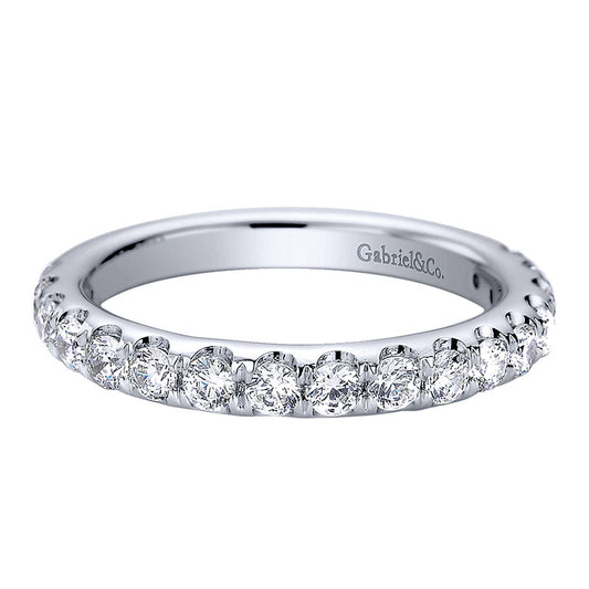 Wedding Band 14k White Gold Diamond Straight