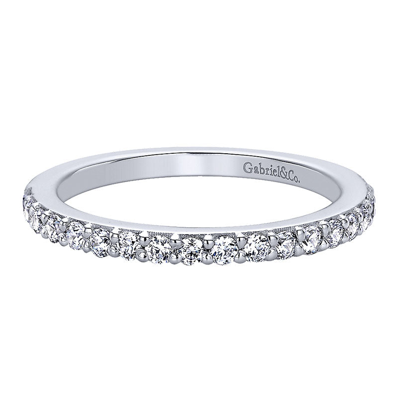 Wedding Band 14k White Gold Diamond Straight