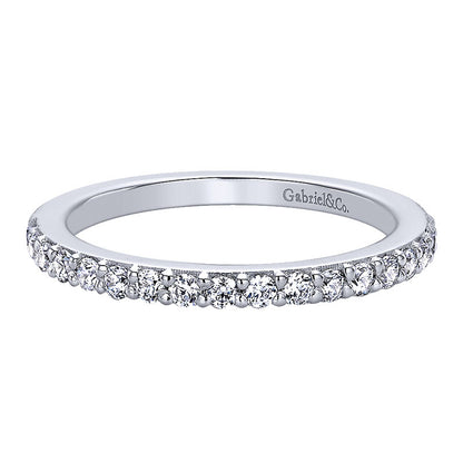 Wedding Band 14k White Gold Diamond Straight